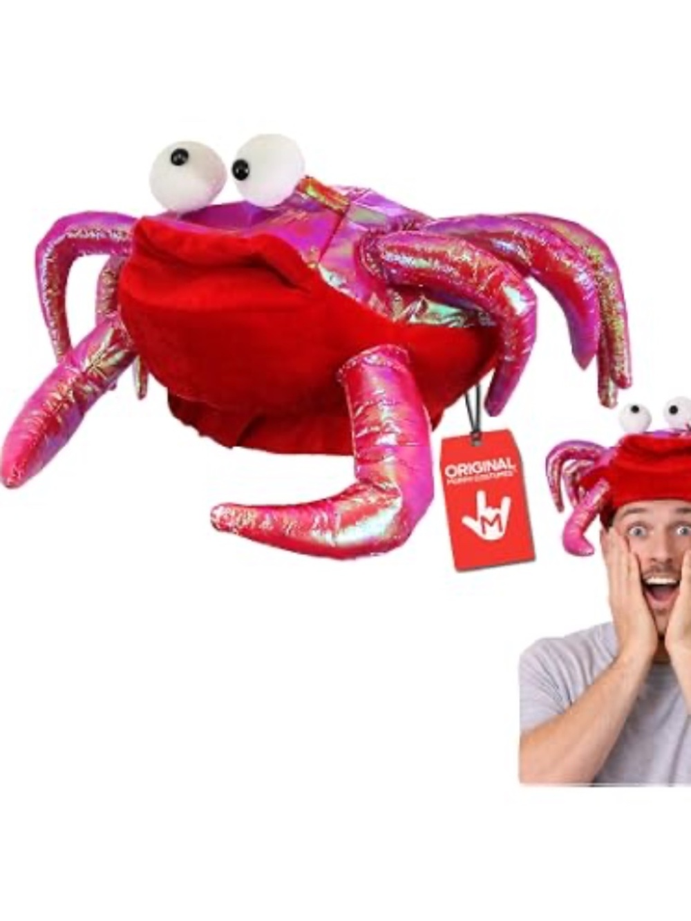 Unisex Iridescent Crab Party Hat Sea Crawfish Funny Hat